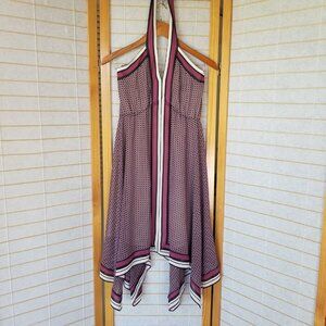 Michael Kors Cocktail Dress Size XS Border-Print Handkerchief Hem Lined